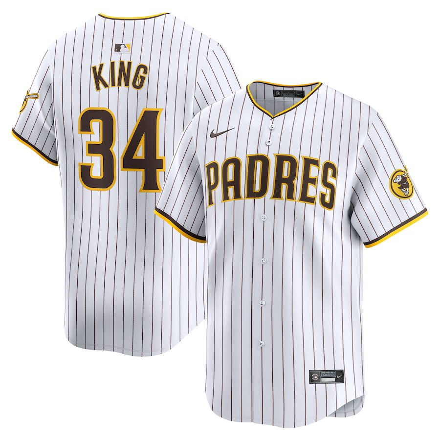 Men San Diego Padres 34 Michael King Nike White Home Limited Player MLB Jersey